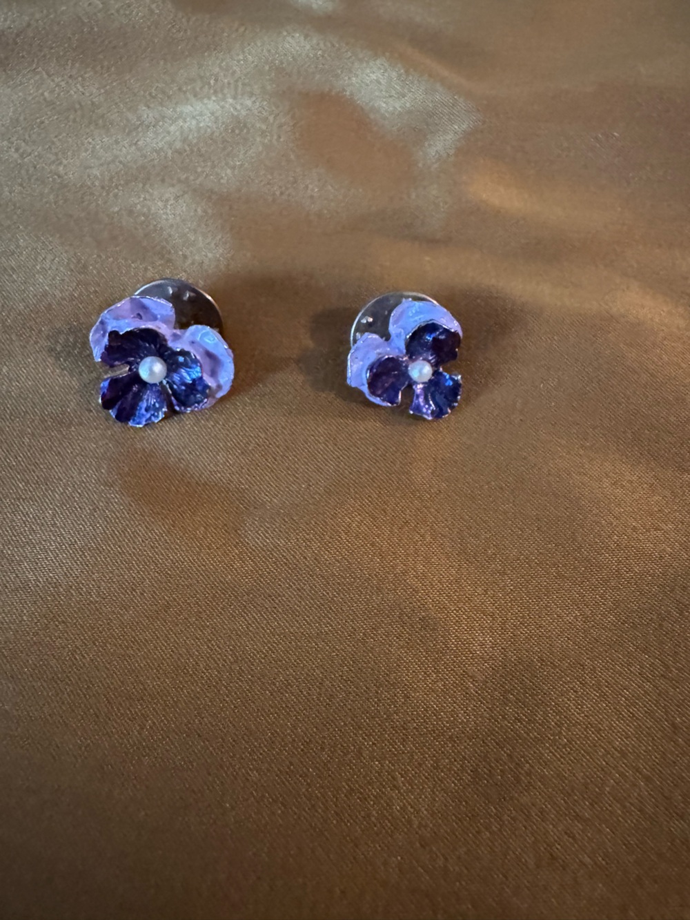 Purple Floral Scatter Pins with Pearl Accent - Women Jewelry
